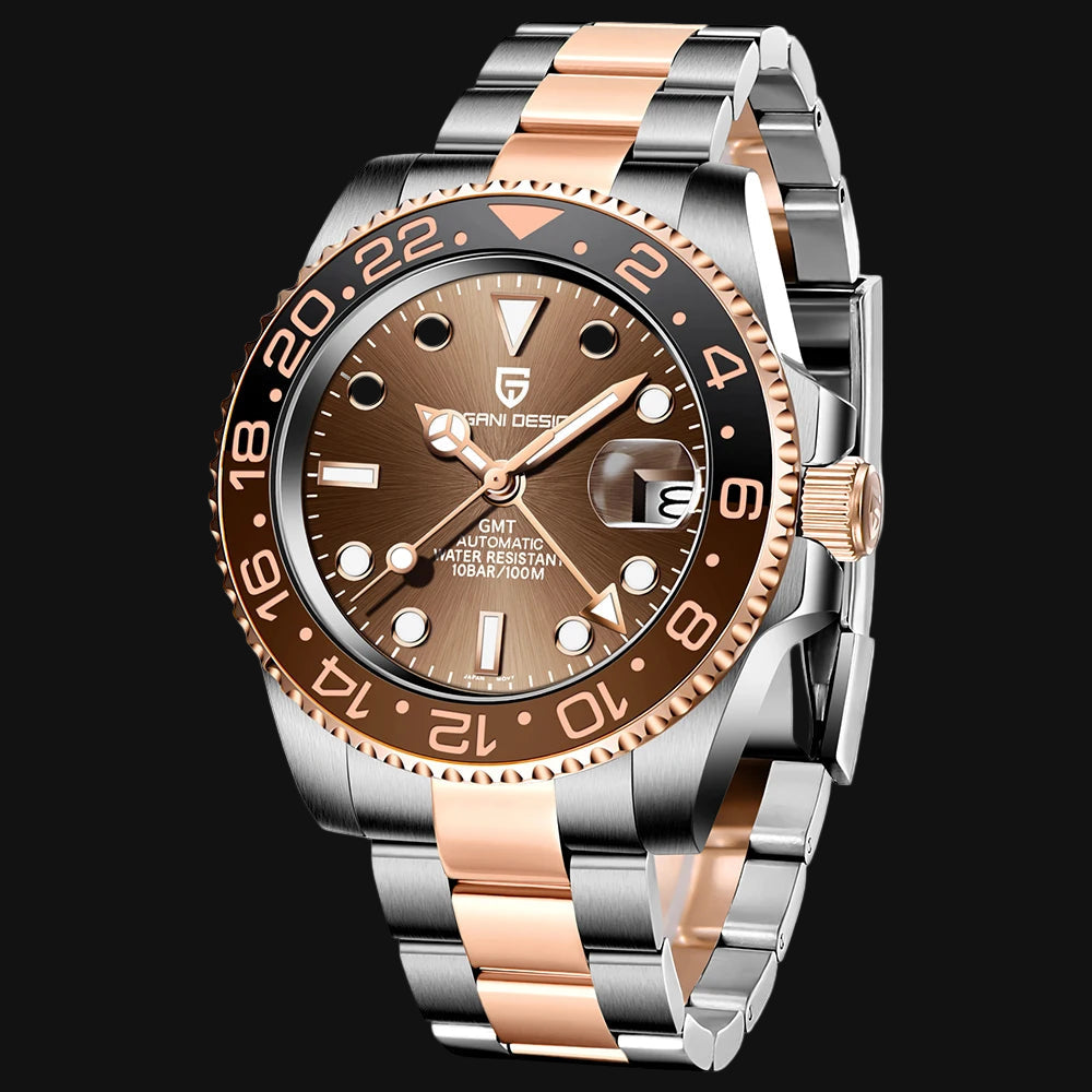 Top Brand Men Mechanical Wristwatches Luxurys Ceramic Bezel GMT Watches Automatic 100M Waterproof Watch for Men