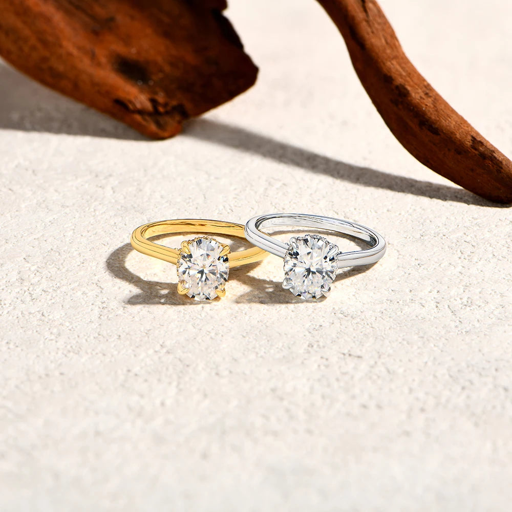 Bague en moissanite — coupe ovale 9×7 mm (2 CT)