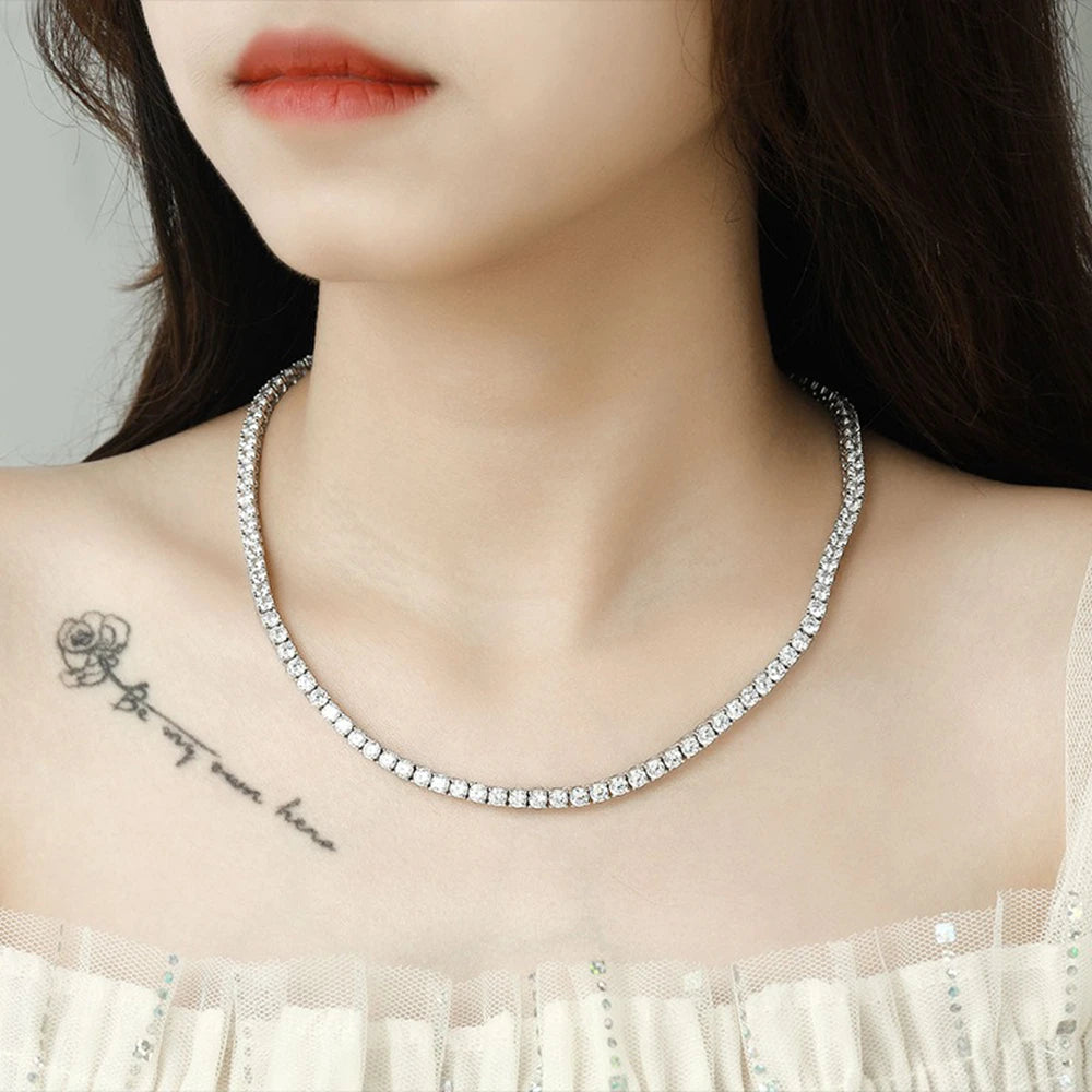 Collier tennis en moissanite — pierres 3 mm / 4 mm / 5 mm