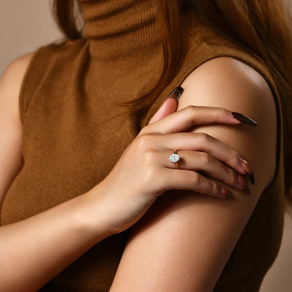 Bague en moissanite — coupe ovale 9×7 mm (2 CT)