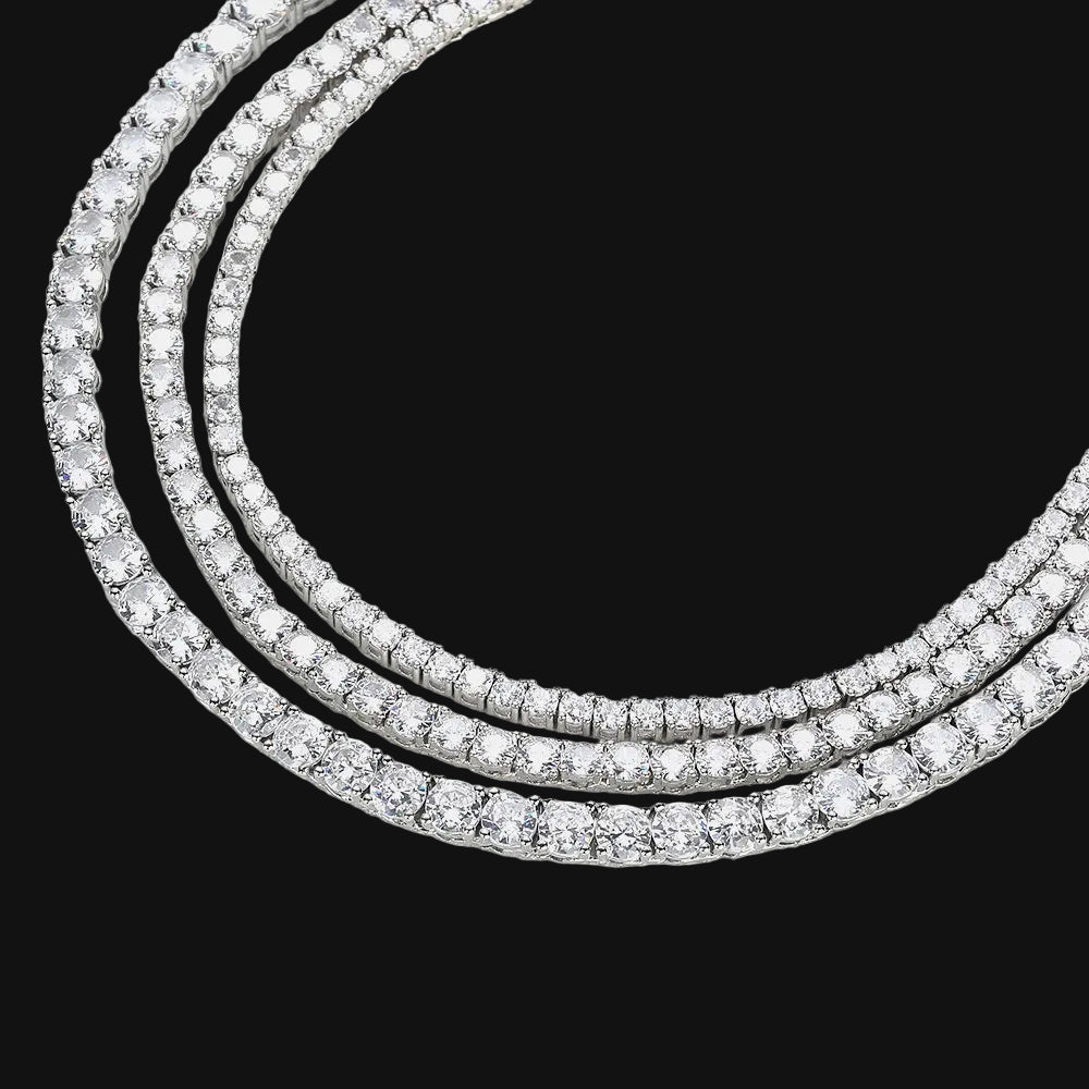 Collier tennis en moissanite — pierres 3 mm / 4 mm / 5 mm