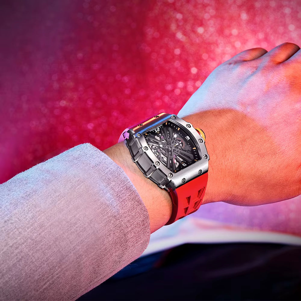 2024 Luxury Mens Quartz Watches Barrel Shape Waterproof Wrist Watch for Men VH65 Silicone Luminous Sapphire Mirror