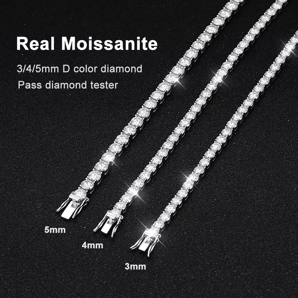 Factory Price D VVS1 Moissanite Tennis Bracelet 925 Sterling Silver Single Row Classics with GRA Bracelets for Women Man Jewelry