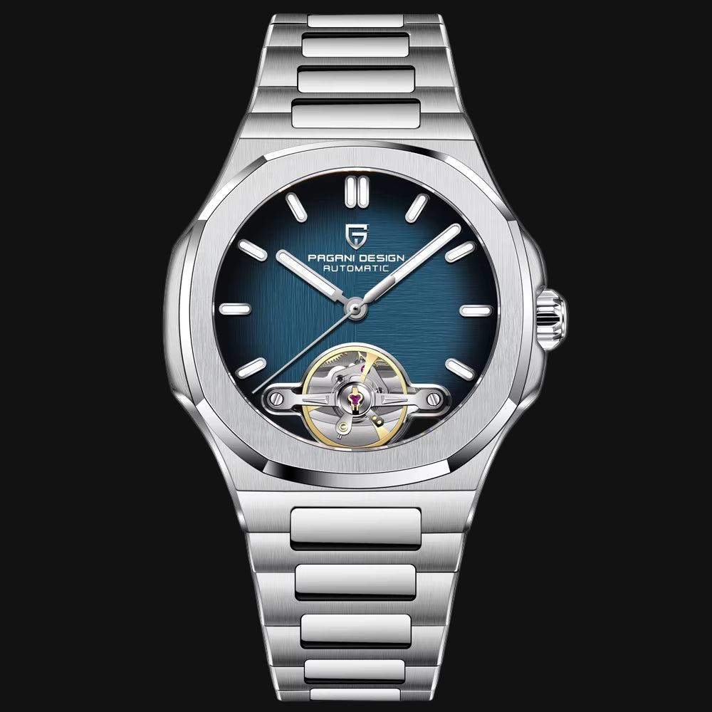 Tourbillon Men'S Watches Rose Gold Top Luxury Automatic Watch for Men Mechanical Wristwatches AR Sapphire Luminous