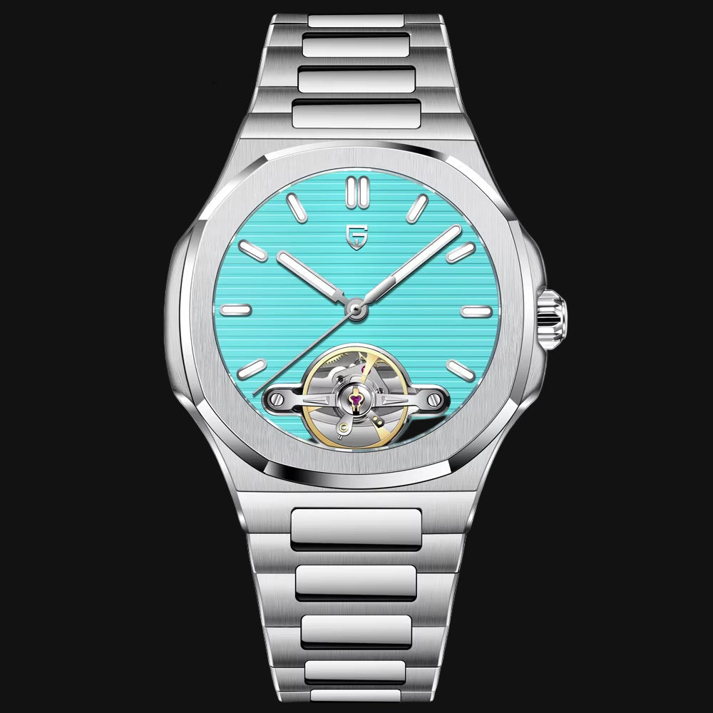 Tourbillon Men'S Watches Rose Gold Top Luxury Automatic Watch for Men Mechanical Wristwatches AR Sapphire Luminous